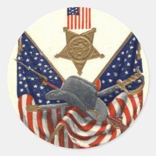 Adesivo Bandeira dos EUA União Medalha Guerra Civil Águia