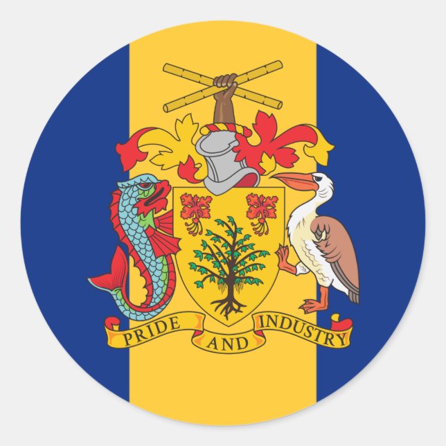 Adesivo Bandeira e Casaco de armas do Barbado, Bandeira de (Frente)