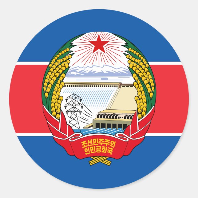 Adesivo Bandeira e emblema da Coreia do Norte, Bandeira da (Frente)
