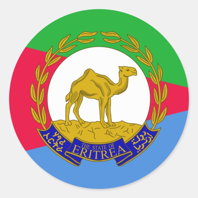 Adesivo Bandeira eritreia e emblema nacional, bandeira da  (Frente)