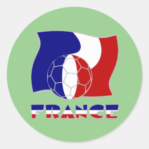 Adesivo Bandeira Francesa com Bola de Futebol Fundo Verde