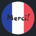 Adesivo Bandeira Francesa Obrigado Merci!<br><div class="desc">Merci! Um obrigado francês que você envia contra as cores da bandeira francesa. Você pode criar sua própria mensagem de texto personalizada. Tente um estilo de fonte,  tamanho e cor diferentes e personalize o design para fazer seus próprios adesivos.</div>