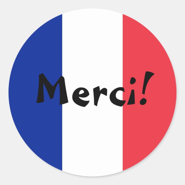 Adesivo Bandeira Francesa Obrigado Merci! (Frente)