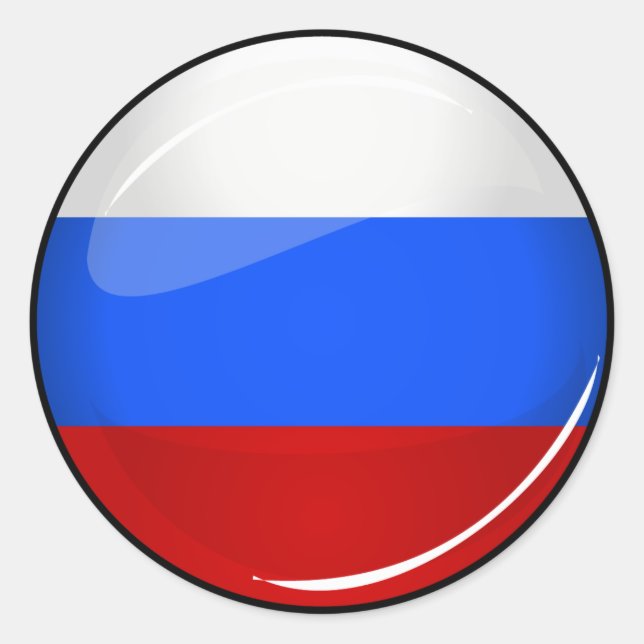 Adesivo Bandeira Glossy Round Rússia (Frente)