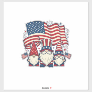 Adesivo Bandeira Gnome Patriota Design de Gravação Vintage