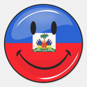 Adesivo Bandeira haitiana de sorriso do círculo lustroso