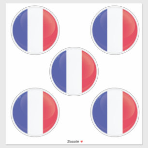 Adesivo Bandeira Ícone Redondo da França