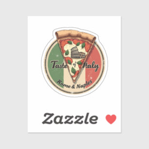 Adesivo Bandeira italiana com a pizza Vintage Roma & Nápol