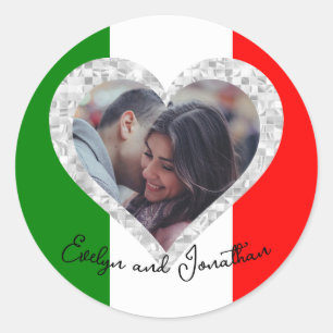 Adesivo Bandeira Italiana de Amor do Coração da Itália