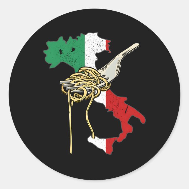 Adesivo Bandeira Italiana Mapa de Espaghetti Pasta Itália (Frente)
