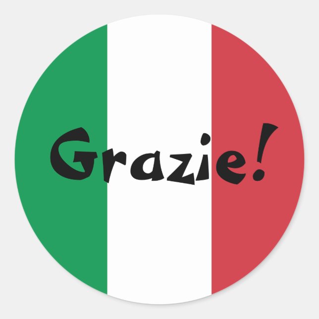 Adesivo Bandeira Italiana Obrigado Grazie! (Frente)