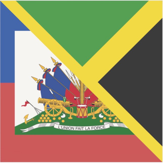 Adesivo Bandeira jamaicana do Haiti | Half Jamaica Haiti (Frente)