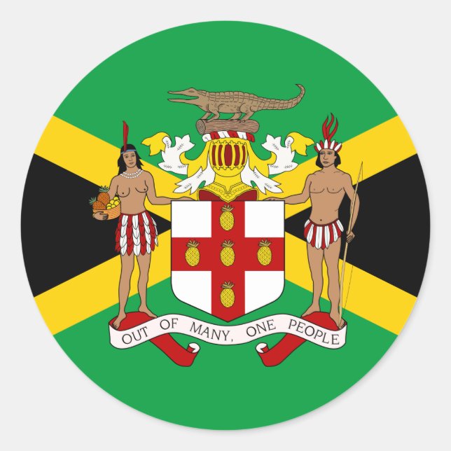 Adesivo Bandeira jamaicana e Casaco de armas, Bandeira da  (Frente)