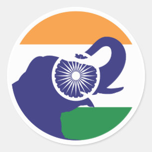 Adesivo Bandeira Nacional Indiana do Elefante Asiático da 
