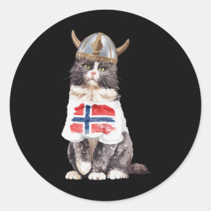 Adesivo Bandeira Norueguesa de Gato da Noruega