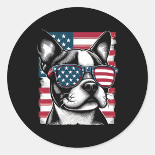 Adesivo Bandeira Patriótica Americana do Terrier Boston