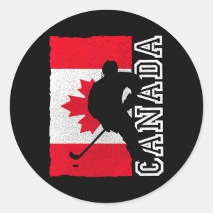 Adesivo Bandeira Patriótica Canadiana de Hockey