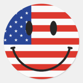 Adesivo Bandeira Patriótica dos EUA com rosto sorridente