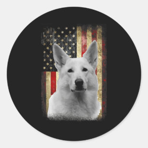 Adesivo Bandeira Patriótica Pastor Alemão Branco Americano
