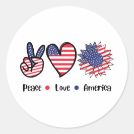 Adesivo Bandeira Patriótica Paz Amor América 