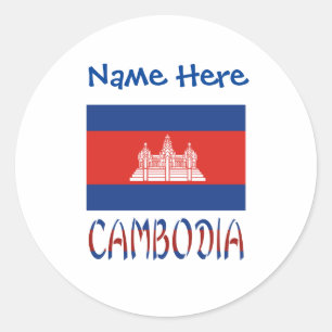 Adesivo Bandeira Personalizada do Camboja Nome
