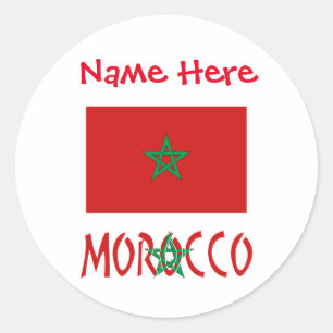 Adesivo Bandeira Personalizada do Marrocos Nome