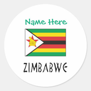 Adesivo Bandeira Personalizada do Zimbábue Nome