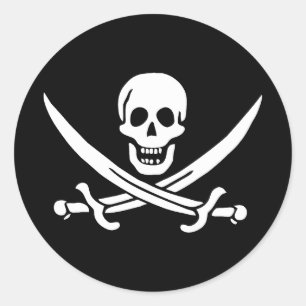Adesivo Bandeira Pirata Caveira Espadas Cruzadas