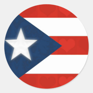 Adesivo Bandeira porto-riquenha de Corações Vermelhos Stri