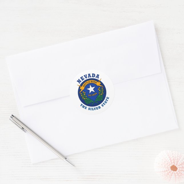 ADESIVO BANDEIRA PRATEADA DO ESTADO DE NEVADA (Envelope)