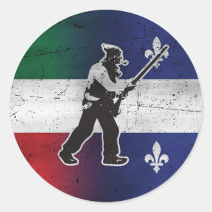 Adesivo Bandeira Quebec e Patriota Henri Julien desgastada