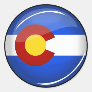 Adesivo Bandeira redonda brilhante de Colorado
