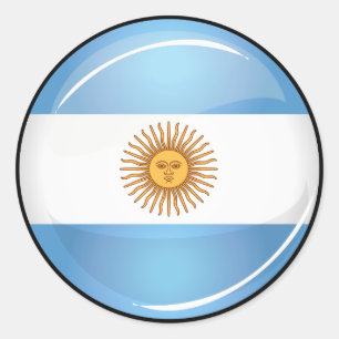 Adesivo Bandeira redonda lustrosa de Argentina