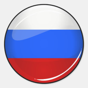 Adesivo Bandeira redonda lustrosa de Rússia