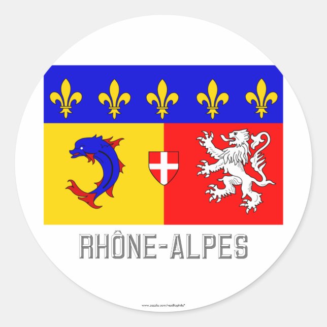 Adesivo Bandeira Rhône-Alpes com nome (Frente)