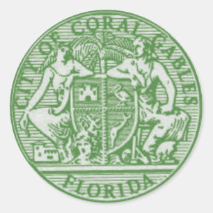 Adesivo Bandeira/selo de Coral Gables, Flórida