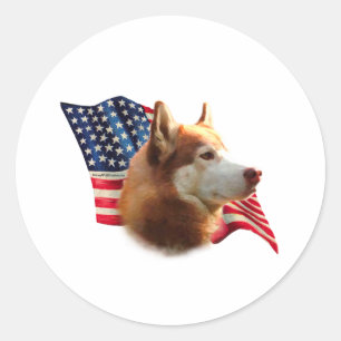 Adesivo Bandeira Siberian Husky (vermelha)