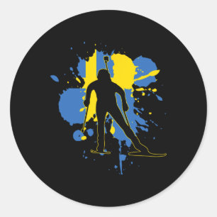 Adesivo Bandeira suecia Biathlonista - Biatlo Sueco