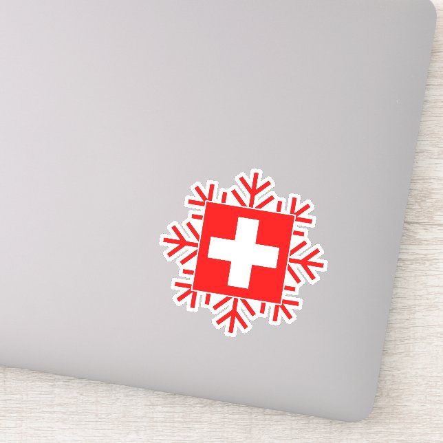 Adesivo Bandeira suíça e Feriado de Esqui Elegante Snowfla (Detalhe)