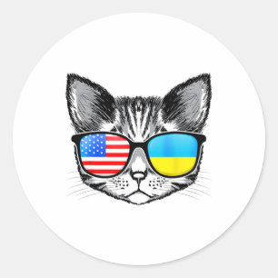 Adesivo Bandeira Ucrânia EUA Raízes Gato Ucraniano America
