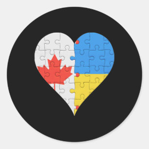 Adesivo Bandeira ucraniana canadense Coração Canadá Ucrâni