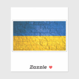 Adesivo Bandeira Ucraniana Com Textura De Parede De Tijolo