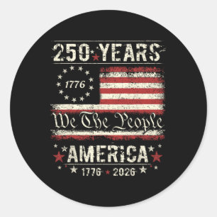 Adesivo Bandeira Vintage 250 Anos Americano 1776 2026 250º