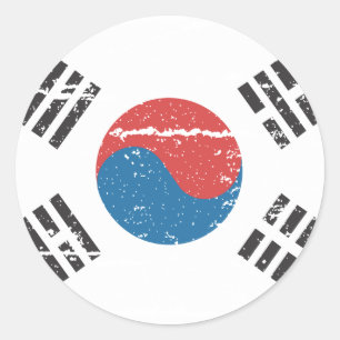 Adesivo Bandeira Vintage da Coreia do Sul