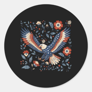Adesivo Bandeira Vintage Floral Águia Patriótica Americana