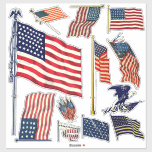 Adesivo Bandeiras Americanas Vintage