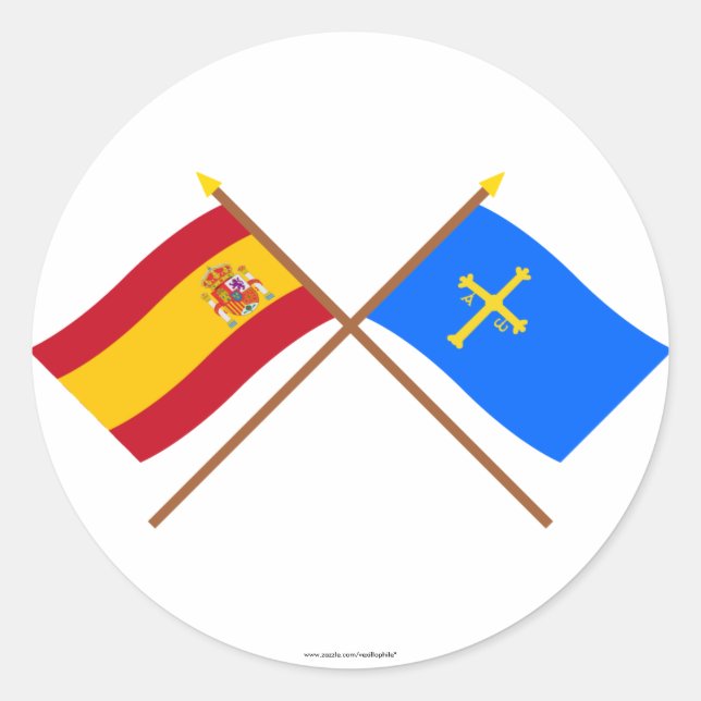Adesivo Bandeiras cruzadas da Espanha e das Astúrias (Frente)