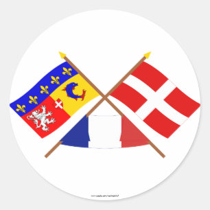 Adesivo Bandeiras cruzadas de Rhône Alpes e de