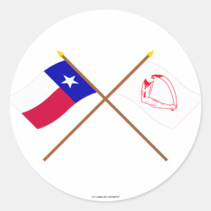 Adesivo Bandeiras cruzadas de Texas e de Goliad
