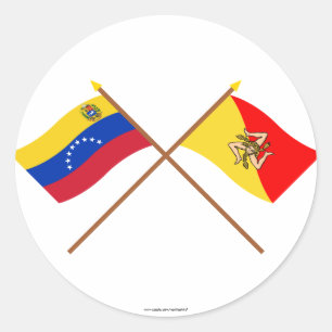 Adesivo Bandeiras cruzadas de Venezuela e de Sicília